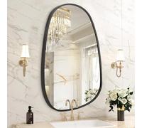 HLFMVWE Miroir mural irrégulier noir décoratif 36 x 67 cm Miroir asymétrique Cadre en alliage d'aluminium pour salle de bain, chambre à coucher, salon, vestiaire, entrée