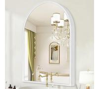 HLFMVWE Miroir Mural Miroir Arqué en Métal Encadré pour Le Mur Miroir Moderne Suspendu avec Cadre en Aluminium pour Salle de Bain Chambre Salon Entrée Décoration d'Intérieur Blanc