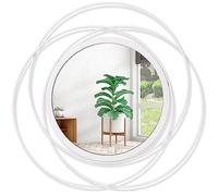 HLFMVWE Miroir mural moderne en métal - Miroir circulaire pour décoration intérieure - Salon, balcon, chambre, salle de bain, couloir, ferme, entrée - Blanc - 40x40 cm