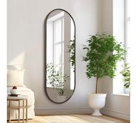 HLFMVWE Miroir mural ovale pleine longueur pour salle de bain, cadre en aluminium, miroir mural 120 x 40 cm, miroir rectangulaire en forme de pilule, miroir de courtoisie décoratif pour salle de bain,
