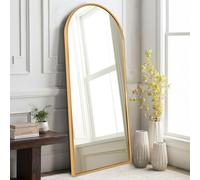 HLFMVWE Miroir mural pleine longueur en métal avec cadre en aluminium - 120 x 40 cm - Grand miroir arqué pour chambre à coucher, salon, entrée, dressing - Doré