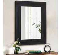 HLFMVWE Miroir mural rectangulaire avec cadre en bois rustique noir à suspendre pour salle de bain, chambre à coucher, salon, entrée - Petit format - 30 x 40 cm