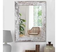 HLFMVWE Miroir mural rectangulaire noir avec cadre en bois rustique - Grand miroir décoratif antique pour salon, chambre à coucher, salle de bain - 50,8 x 40,6 cm