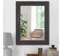 HLFMVWE Miroir mural rectangulaire noir avec cadre en bois rustique - Miroir décoratif vintage à suspendre pour salon, salle de bain, chambre à coucher, entrée - Large bordure - Petit format - 40 x 30