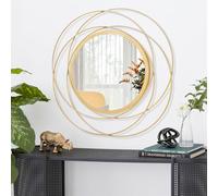 HLFMVWE Miroir mural rond doré avec cadre en fil de fer pour décoration d'intérieur, salon, chambre à coucher, salle de bain, entrée - Petit 30 x 30 cm