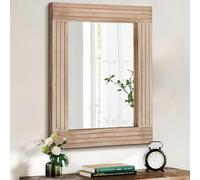 HLFMVWE Miroir Rectangle Miroir Rétro en Bois Mural Farmhouse Chambre Salle de Bain Vanity Entrée Miroir Décoratif Antique Suspendu Large 65 x 45 cm Naturel