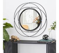 HLFMVWE Miroir rond noir 60 x 60 cm pour décoration murale de salon, miroir circulaire encadré pour salle de bain, miroir de courtoisie décoratif, miroirs circulaires pour entrée style ferme, couloir