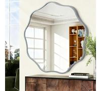 HLFMVWE Miroir rond ondulé pour mur, 60 cm, miroir circulaire moderne avec cadre en métal pour salle de bain, chambre à coucher, salon, entrée, décoration d'intérieur