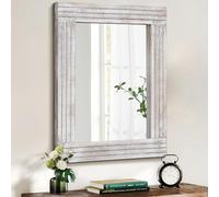 HLFMVWE Miroir Rustique en Bois Cadre Rectangle Miroir Vintage Suspendu pour Chambre Salle de Bain Salon Décoration Murale Farmhouse Grand 45 x 65cm