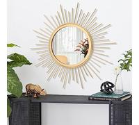 HLFMVWE Miroirs dorés pour décoration Murale Sunburst Miroir décoratif bohème Miroir Rond Moderne en métal pour Chambre à Coucher, Salon, Couloir, Salle de Bain, Balcon
