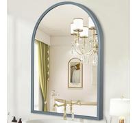 HLFMVWE Miroirs pour Arc Mural Miroir encadré en métal Grand 70 x 50CM Miroir Mural décoratif en Alliage d’Aluminium pour Chambre à Coucher Salle de Bains Salon Entryway Gris