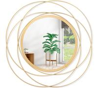 HLFMVWE Miroirs pour mur circulaire doré avec cadre en fer - Décoration pour salon, chambre à coucher, salle de bain, bureau, ferme, entrée - Grand format 30,5 x 30,5 cm