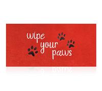 HLFMVWE Paillasson de bienvenue pour entrée de maison drôle Doo rmats Wipe Your Paws Tapis de bienvenue pour porte d'entrée Tapis de bienvenue en caoutchouc antidérapant pour chien Paillasson Rouge