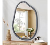 HLFMVWE Petit Miroir Mural Irrégulier, Asymétrique, Cadre en Bois Moderne, Courtoisie Unique, Forme Décorative pour Le Salon, La Salle de Bain, 35 x 25CM