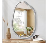HLFMVWE Petit Miroir Mural irrégulier, Miroir asymétrique pour Le Mur, Cadre en Bois Moderne, Miroir de courtoisie Unique, Miroir en Forme de Robe décoratif pour Le Salon, la Salle de Bain 35 x 25CM