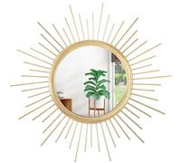 HLFMVWE Soleil Miroir Mural Or à Grands Rayons - Décoration Murale bohème Ronde Moderne en métal pour Salon, Couloir, Chambre à Coucher, Salle de Bain - 60 x 60 cm