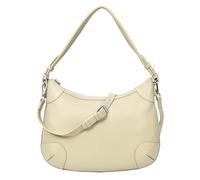 HLG035 Sac à bandoulière en cuir véritable avec fermeture éclair pour femme, taupe, Small