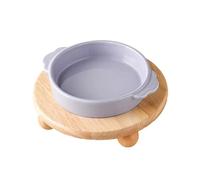 HLGDSWO Ensemble de Bols Doubles en céramique for Animaux de Compagnie, avec Support en Bois, Plats de Nourriture et d'eau de 400ml for Chats et Petits Chiens(Purple)
