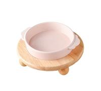 HLGDSWO Ensemble de Bols Doubles en céramique for Animaux de Compagnie, avec Support en Bois, Plats de Nourriture et d'eau de 400ml for Chats et Petits Chiens(H)