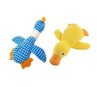 HLGDSWO Jouet en Peluche Canard Jaune for Chien avec couineur, Jouet à mâcher interactif avec Son de couac for Chiens et Chats(2Pcs-Yellow Blue)