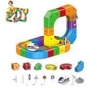 HLGKBY Ensemble de Train électrique, Kits de Construction de Voies 3D DIY avec Train et Panneaux de signalisation, configurations 3D intégrées défiant la gravité et Voiture motorisée, 51pcs