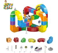 HLGKBY Ensemble de Train électrique, Kits de Construction de Voies 3D DIY avec Train et Panneaux de signalisation, configurations 3D intégrées défiant la gravité et Voiture motorisée, 123pcs