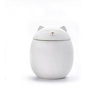 HLGQ Urne pour Cendres de Chat Commémorative, Forme de Chat, Artisanale Décorative, Funéraire, 500ML, Blanc