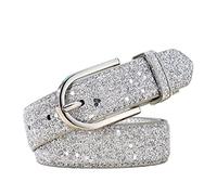 HLHLH Ceinture Durable À La Mode for Femmes, En Simili Cuir Doré Assortie Avec Tout, Pu for Dames(Silver,95)