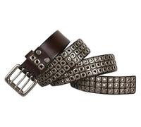 HLHLH Ceinture en Cuir, Ceinture Punk de Cowboy en métal Lourd Ceintures Hip Hop en Cuir véritable for Hommes Femmes Ceinture de Jeans à Rivets croisés Sangle mâle(Coffee,110)