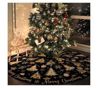 HLHLH Jupe de Sapin Noël 122 cm diamètre, Tapis Luxe Noir et doré, décoration for fête Fin d'année