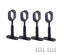 HLHLH Support De Montage Au Plafond en Alliage Zinc, 4 Pièces, Douilles Poteau Placard for Garde-Robe, D'extrémité Tringle Rideau Douche Robuste, Bride Tuyau(All Pass Black)