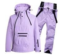 HLHLOP777 Combinaison de neige Ski suit unisex set, single and double board ski clothes and pants Combinaisons de neige d'extérieur(Purple,3XL)