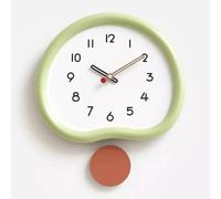 HLHLOP777 Horloge Murale Non Drilling Creative Simple Wall Swing Clock Horloge Pendule(Green,Petit)