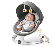Hlieeosfcn Balancelle bébé,Transat Bébé Électrique 5 Amplitudes de Vibrations avec Minuterie et Musique,transat électrique Bebe,avec télécommande et Blueteeth,avec harnais de sécurité 5 points