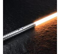 Hlieeosfcn Sabre Laser RGB,Lightsaber 7 Couleurs FX Sound Duel, USB Rechargeable Métal Aluminium Argent Grip,Cosplay Noël Halloween Cadeau pour Adulte Enfants