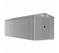 hliofuir Abri de jardin en acier galvanisé Gris clair 191 x 640 x 198 cm | Grand abri de jardin en métal avec toit incliné, quatre ouvertures d'aération et poignées de porte pratiques.