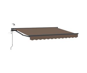hliofuir Auvent électrique - 4,5 x 3 m - Demi-cassette rétractable - Avec télécommande et manivelle - Motorisé - Bras articulés - Protection solaire - Pour terrasse, jardin, balcon - Taupe