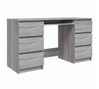 hliofuir Bureau avec tiroirs gris Sonoma 140 x 50 x 77 cm | Bureau compact en bois pour bureau et chambre à coucher avec beaucoup d'espace de rangement pour des documents bien rangés.