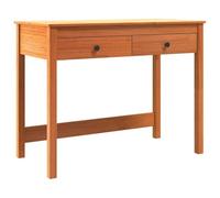 hliofuir Bureau en pin massif - 100 x 50 x 78 cm - Marron - Avec tiroirs | Bureau compact en bois véritable pour le bureau à domicile ou la chambre à coucher avec espace de rangement pratique grâce