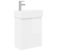 hliofuir Lavabo avec lavabo et robinet - Kit de montage mural | Meuble bas compact avec lavabo en céramique et mitigeur pour la salle de bain ou les toilettes d'invités. Fixation murale peu
