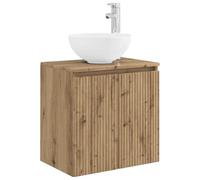hliofuir Lavabo mural avec lavabo 49,5 x 35 x 63 cm | Meuble de salle de bain compact pour WC d'invités : meuble bas mural en chêne Artisan avec système de vidange.