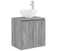 hliofuir Lavabo mural gris sonoma 49,5 x 35 x 63 cm avec lavabo | Lavabo suspendu peu encombrant pour salle de bain et WC d'invités avec lavabo intégré et fonction de vidage.