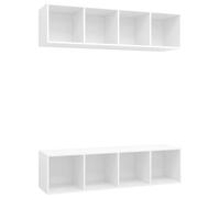 hliofuir Lot de 2 armoires murales TV blanches en bois 37 cm | Étagère suspendue flexible pour salon : peut être montée verticalement ou horizontalement, créez de l'ordre avec 4