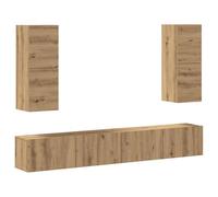 hliofuir Lot de 4 meubles TV muraux en chêne Artisan | Ensemble de meubles bas flottants pour le salon, combinable de manière flexible avec beaucoup d'espace de rangement pour les