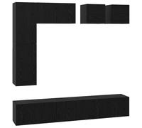 hliofuir Lot de 8 meubles TV muraux suspendus aspect chêne noir | L'ensemble de meubles flottants pour le salon et la chambre d'amis crée un espace de rangement ordonné et assure des espaces