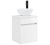 hliofuir Meuble de lavabo mural Blanc brillant 39 x 35 x 63 cm | Meuble bas de salle de bain compact en bois pour petites salles de bains et WC d'invités avec tiroirs spacieux pour les