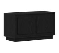 hliofuir Meuble TV bas aspect chêne noir 80 x 35 x 45 cm | Meuble phono compact pour salon et chambre : offre un espace de rangement fermé derrière 2 portes pratiques.