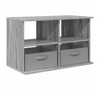 hliofuir Meuble TV bas avec tiroirs Sonoma gris 79 x 40 x 48 cm | Meuble phono compact en bois avec 2 compartiments ouverts pour salon ou chambre à coucher, charge jusqu'à 20 kg.