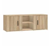hliofuir Meuble TV bas en chêne Sonoma 100 x 31,5 x 35 cm | Meuble multimédia compact avec 4 compartiments et portes pour de l'ordre dans le salon, la chambre à coucher ou la chambre