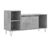 hliofuir Meuble TV en bois gris béton 100 x 35 x 55 cm | Meuble bas élégant avec 5 compartiments et portes pour votre salon. Offre beaucoup d'espace pour les DVD et la décoration.